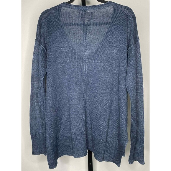 Brochu Walker Women's Blue v neck Sweater MSRP $498 Size Large 100% Linen luxury - Picture 7 of 9